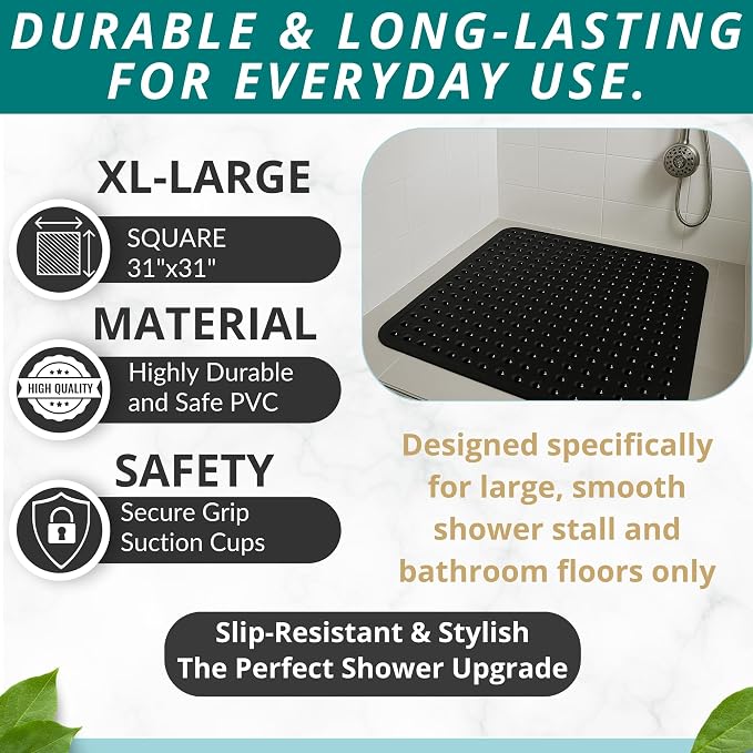 ENKOSI Extra Large Square Non Slip Shower Mat - Image 3