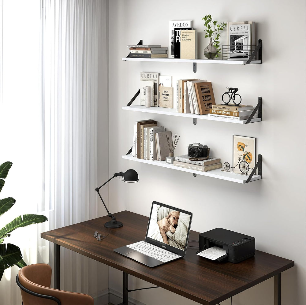 Heimlove Floating Shelves for Wall, 36 Inch Long Wood Floating Bookshelf Set ...