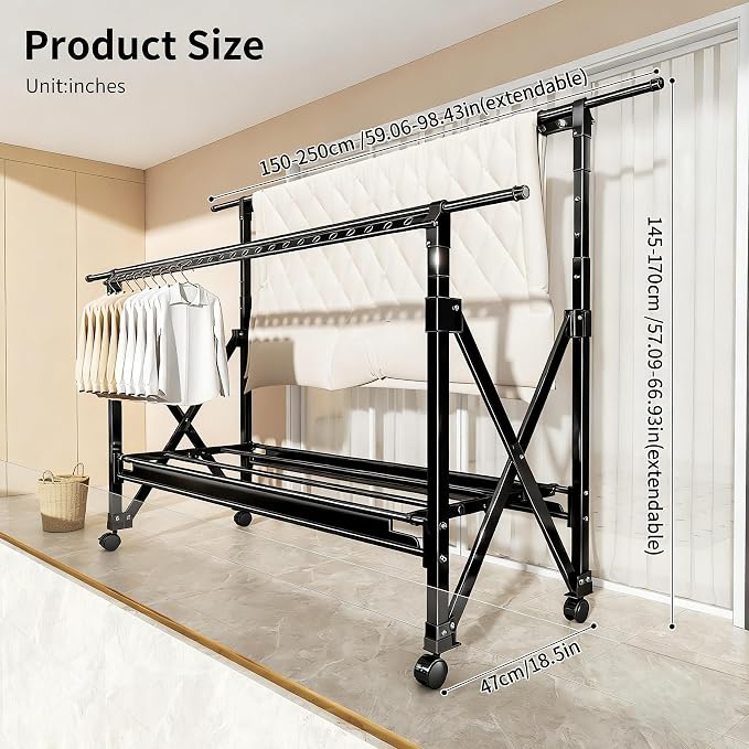 Heavy Duty Rolling Clothing Rack - Image 7