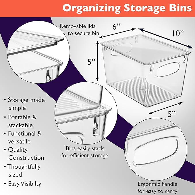 CLEARSPACE Plastic Pantry Organization and Storage Bins - Image 2
