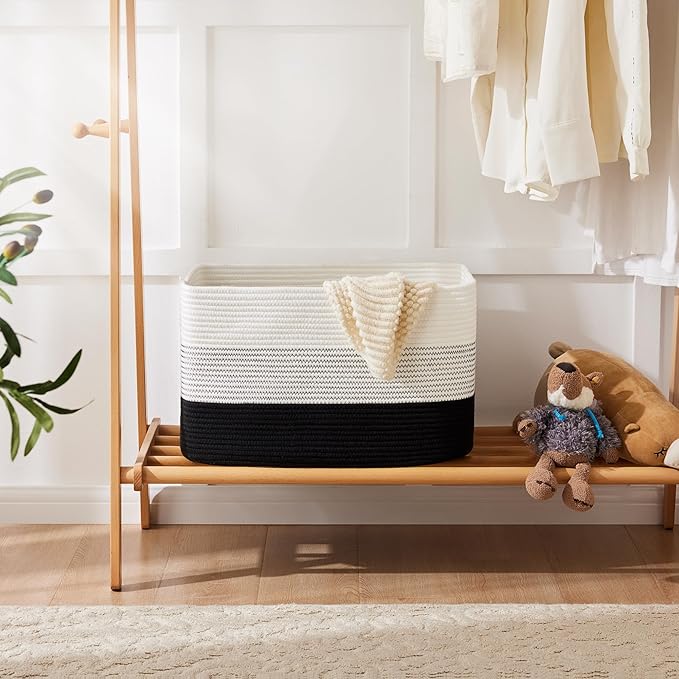 Blanket Basket, Rectangle Woven Baskets - Image 4