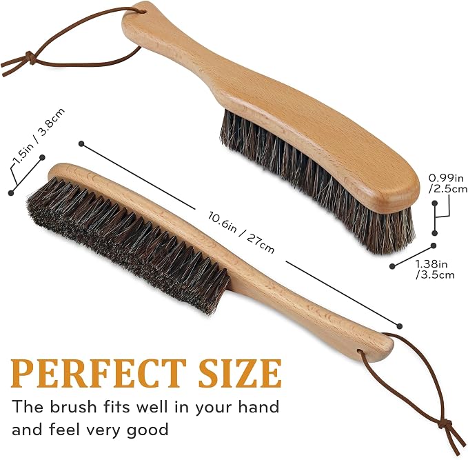 Lint Brush for Clothes with 100% Soft Horse Hair Bristle, Large Beech Wood - Image 2