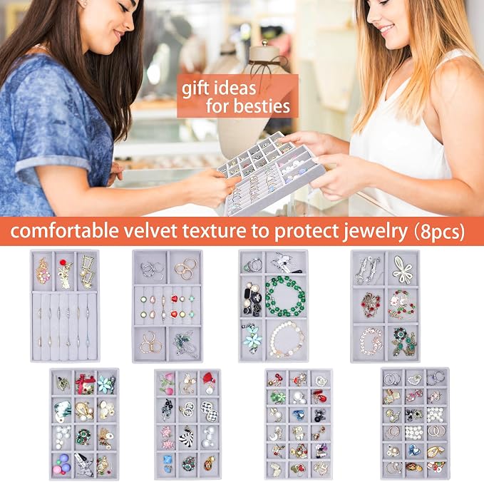 Jewelry Storage 8PACK, Velvet Jewelry Organizer Trays - Image 3