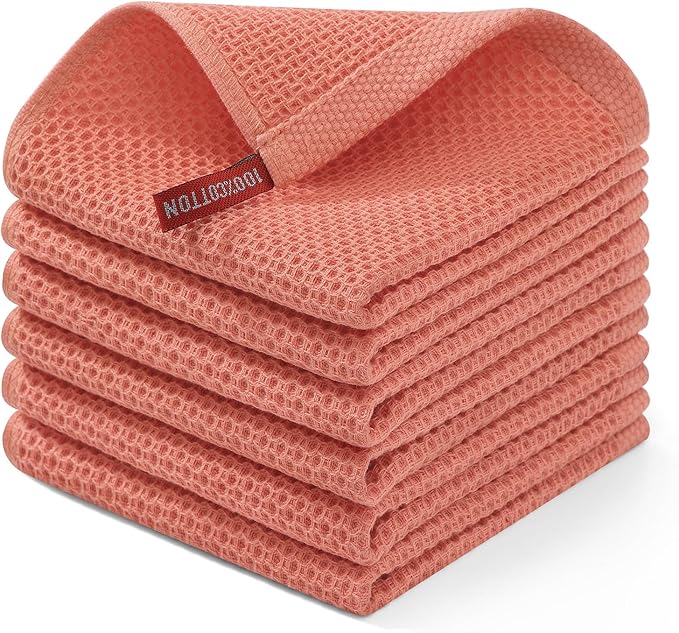 Homaxy 100% Cotton Waffle Weave Kitchen Dish Cloths, Ultra Soft Absorbent Quick by Homaxy