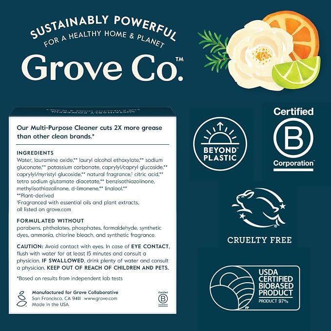 Grove Co. Multi-Purpose Cleaner, Refill Concentrate + Glass Spray Bottle - Image 7