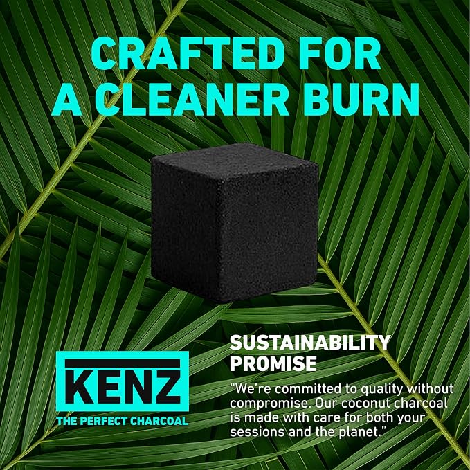 KENZ Charcoal Cubes, 25mm Low Ash Coconut Charcoal Briquettes, 100% Natural - Image 7