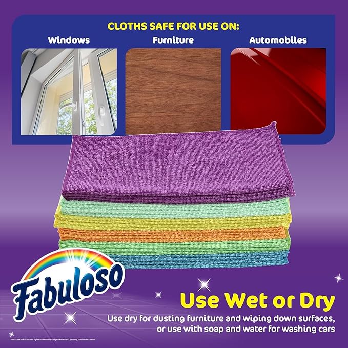 Fabuloso Microfiber Cleaning Cloths, Rainbow - Image 6