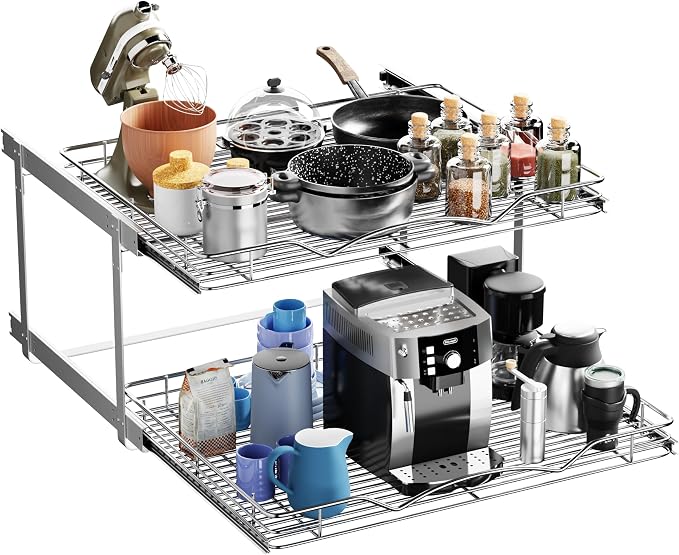 HOLDN’ STORAGE Two Tier Pull Out Cabinet Organizer, Individual Sliding Drawers by HOLDN%E2%80%99STORAGE