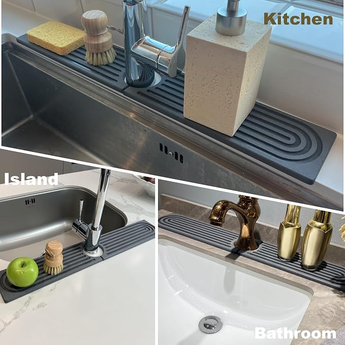 Stone Drying Mat for Kitchen Counter, Faucet Mat for Kitchen Sink, Diatomite - Image 7