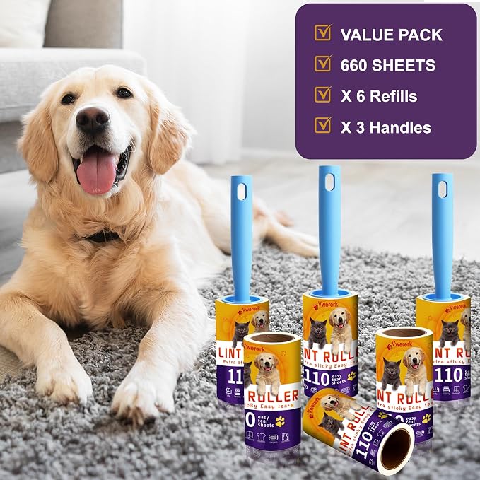 Lint Rollers for Pet Hair Extra Sticky, 660 Sheets Value Set/6 Lint Roller - Image 2