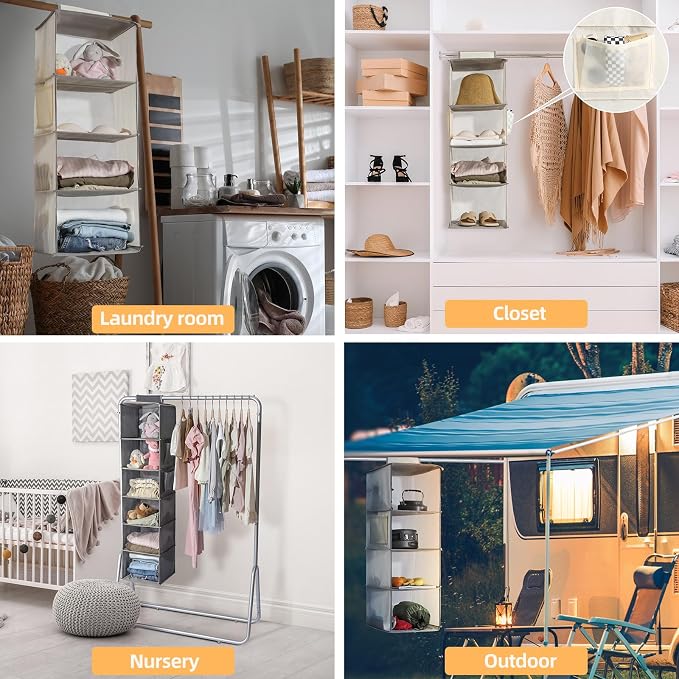 2 Packs Hanging Closet Organizer Storage, 6-Shelf Hanging Shelves - Image 6