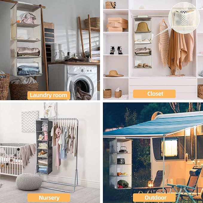 2 Packs Hanging Closet Organizer Storage, 6-Shelf Hanging Shelves Clothes - Image 6