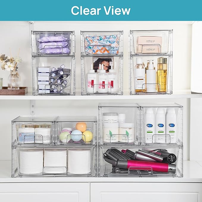 Vtopmart Clear Stackable Storage Drawers Set of 5, Easily Assemble Acrylic - Image 2