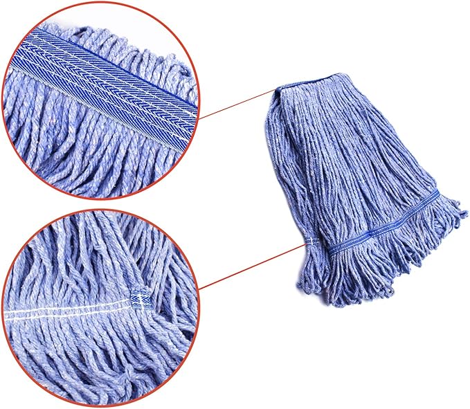 String Mop Heads Replacement Heavy Duty Commercial Grade Blue Cotton Looped End - Image 3