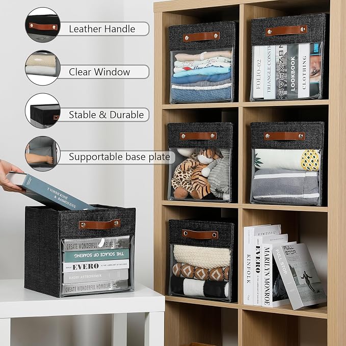 HNZIGE Fabric Cube Storage Bins 11 x 11, Collapsible Storage Cubes Bins - Image 3