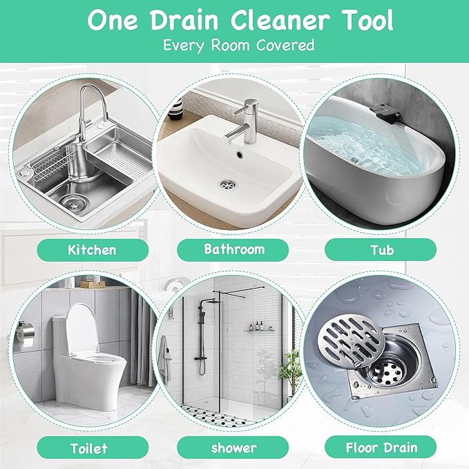Drain Clog Remover Tool – 30”Anti-break Steel Sink Snake Hair Drain Cleaner Tool - Image 7