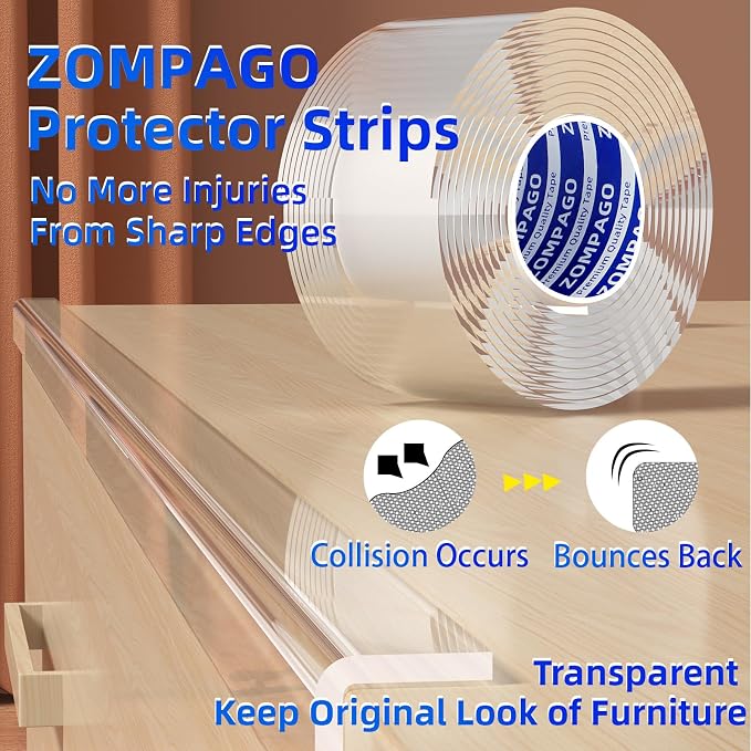 Clear Soft Corner Protectors for Furniture Strip, 2in x9.84FT, 2 Rolls - Image 5