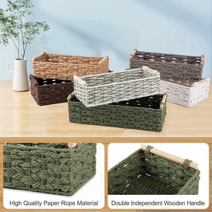 OIAHOMY Toilet Paper Baskets Handmade Paper Rope Decorative Wicker Storage Tank - Image 5