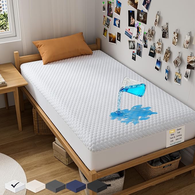 OhGeni 100% Waterproof Mattress Protector, Twin Size Mattress Pad, Fits 6"-20" by OhGeni