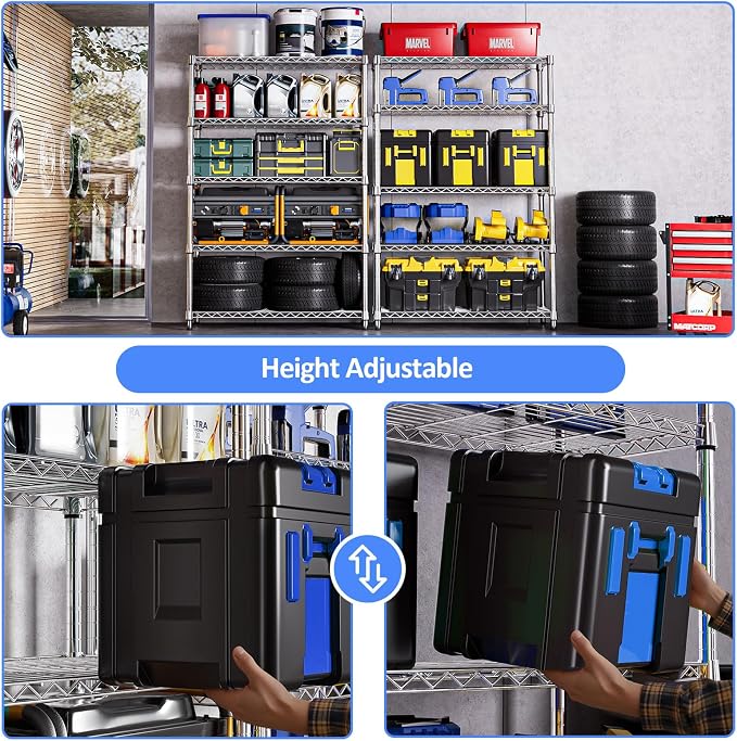 IZEUK 5-Tier Heavy Duty Metal Storage Shelving Unit, Adjustable Steel Wire Rack - Image 5