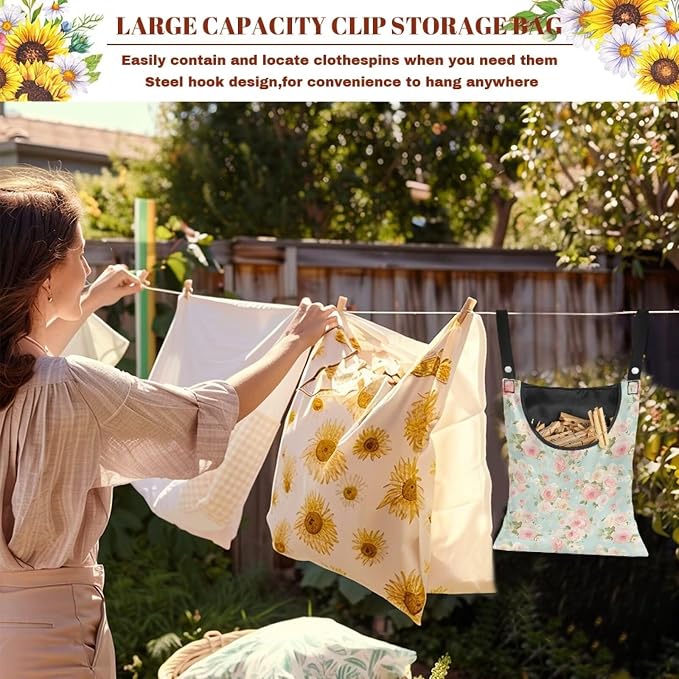 Clothes Pin Hanging Bag, Large Capacity Clothespin Bag Clothes Pin Hanging Bag - Image 5