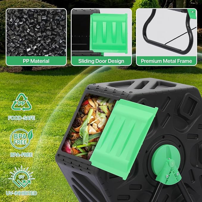Athena Collection Compost Tumbler, 17 Gallon Single Chamber Outdoor Rotating - Image 5