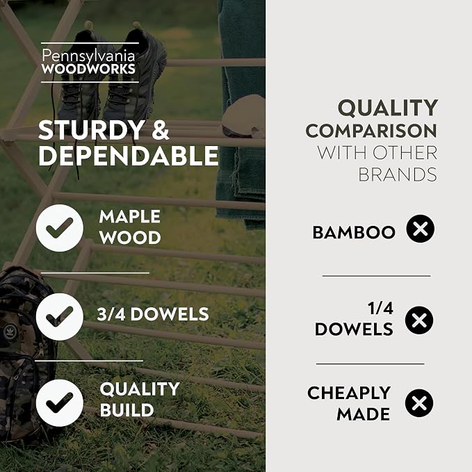 Pennsylvania Woodworks Premium American Maple Clothes Drying Rack - Image 4