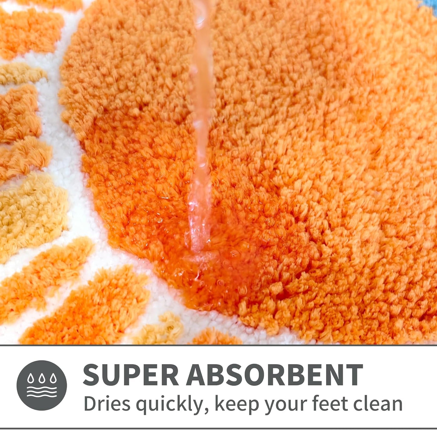 Boho Sun Bath Rug, Half Circle Bath Mat, Soft Plush Fluffy Absorbent Quick Dry Shower Rug, High-Low Pile Non Slip Floor Mat for Bathroom, Bedroom, Living Room, Kitchen Sink & Kids Room, 19.6"x35"