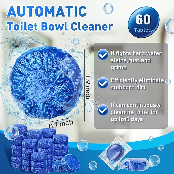 Qualirey 60 Pack Automatic Toilet Cleaner Tablets Toilet Bowl Long Lasting - Image 2