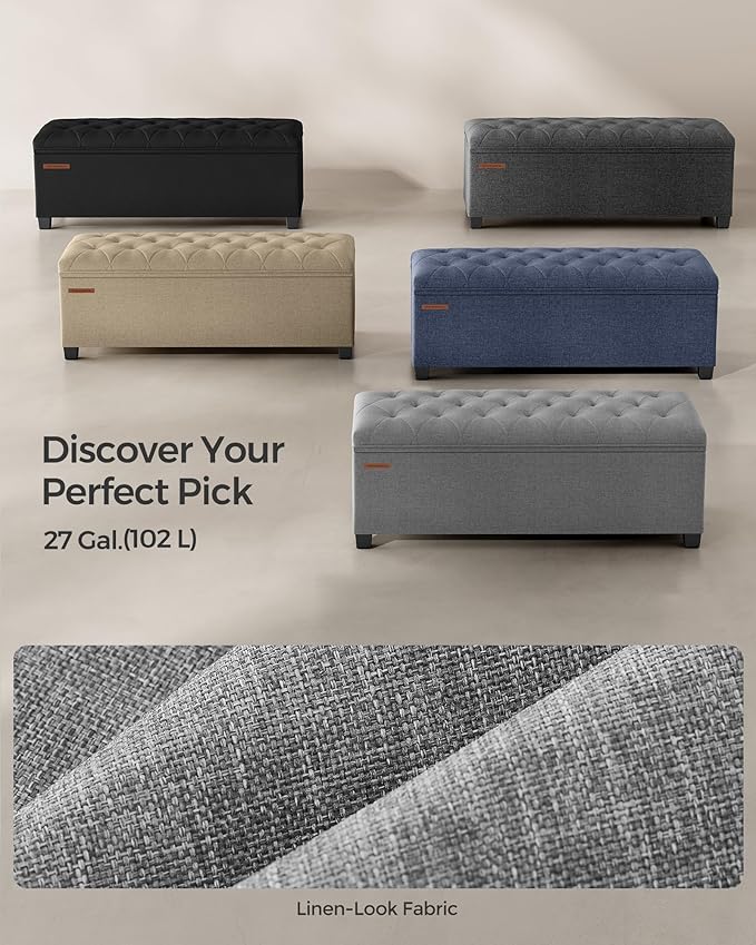 SONGMICS Storage Ottoman Bench, Foot Rest - Image 6