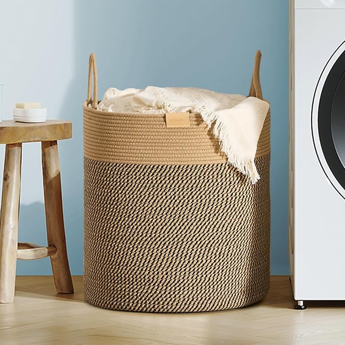 80L Laundry Hamper Basket, Baby Nursery Woven Storage Basket by Nunsino