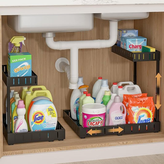 REALINN Under Sink Organizer, 2 Tier Expandable Under Cabinet Organizer by REALINN