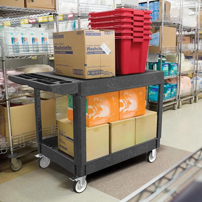 Utility Cart on Wheels, Heavy Duty Large Flat Top Rolling Service Cart - Image 7