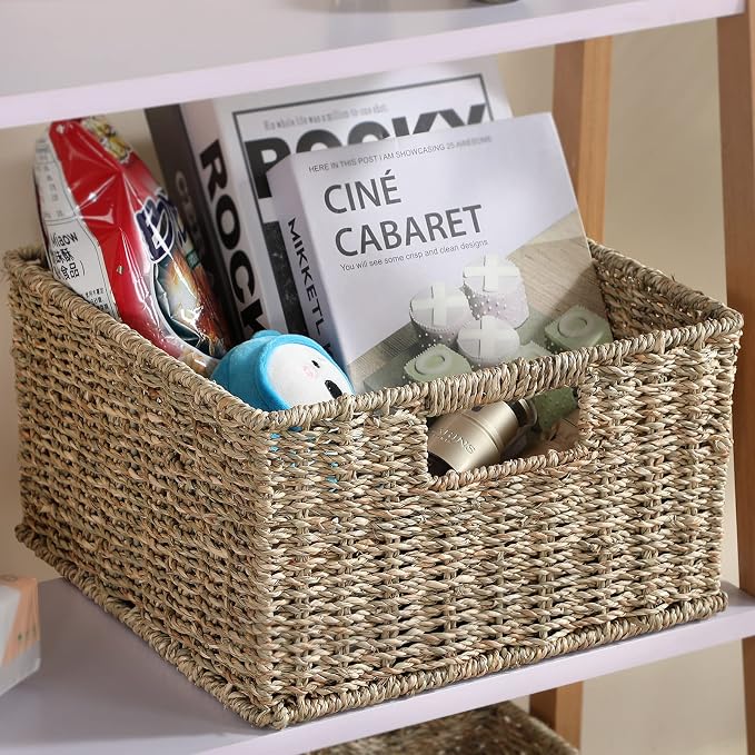 HOONEX Wicker Storage Baskets for Organizing, Decorative Woven Seagrass Baskets - Image 5