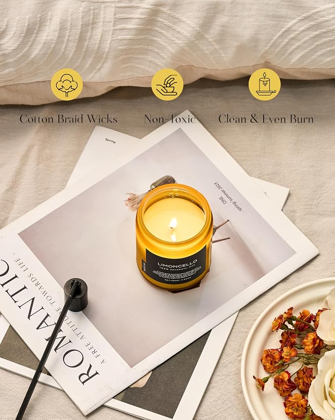 M&SENSE Limocello Summer Scented Candle, 7.05oz 50 Hours Long Lasting Burn Non - Image 5