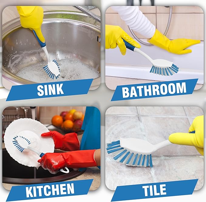 PHYEX 2-Pack Dish Brushes with Scraper, Durable Nylon Bristles Kitchen Scrub - Image 6