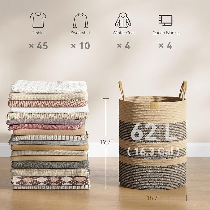 62L Striped Laundry Hamper - Image 4