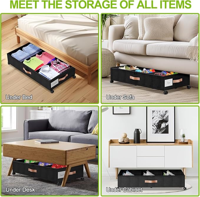 Under Bed Storage with Wheels, XXL 65L Under the bed storage Organizer Bins - Image 7