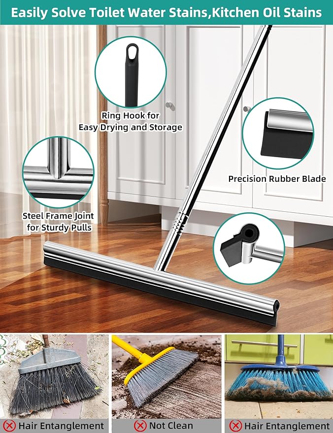 Floor Squeegee Scrubber 59" Long Stainless Steel Handle - Image 9