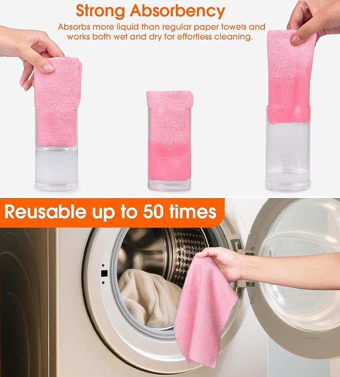 Roll of Microfiber Cleaning Cloth –100 Pack, Tear Away Microfiber Towels - Image 4