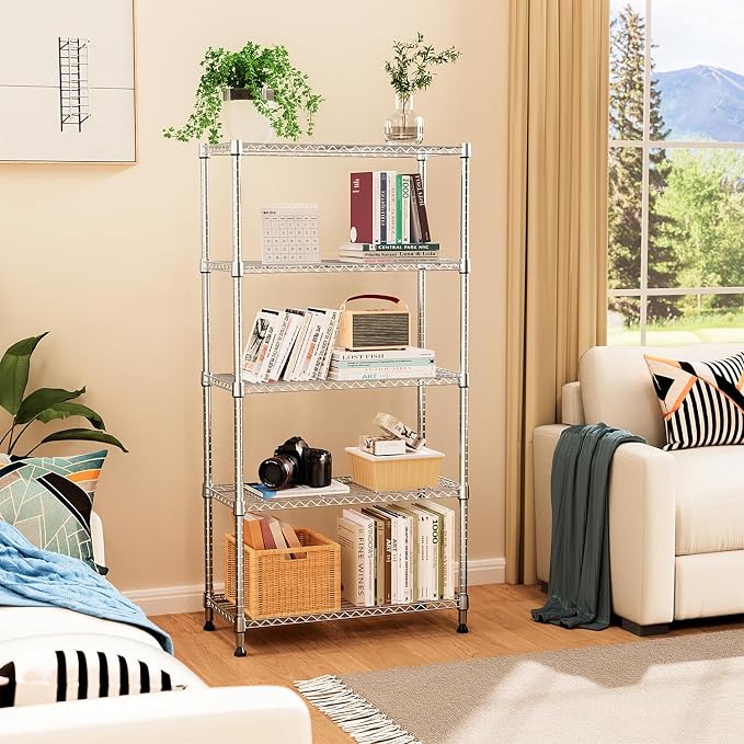 MZG 1750 lbs 5 Tier Storage Rack Metal Wire Shelving Unit, Storage Standing - Image 8