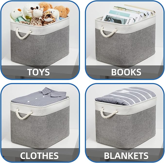 Temary Baskets for Organizing, 2 Pack Storage Baskets Large Fabric Baskets - Image 4
