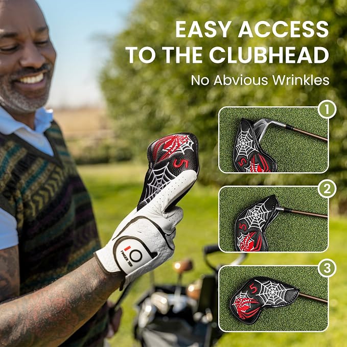 FINGER TEN Premium Synthetic Leather Stylish Iron & Wedge Golf Head Covers - Image 4