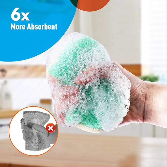 12 Pcs Scrubber Sponge Cat Smiley Shape Cleaning Sponge Double Sided Dish - Image 4