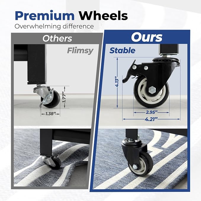 HOMEDANT House 5-Tier Metal Rolling Cart Shelf Rack Casters Heavy Duty Wheel - Image 12