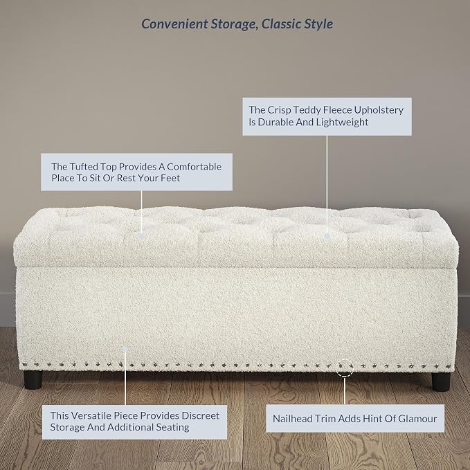 BELLEZE 47" Storage Ottoman, Storage Bench - Image 5