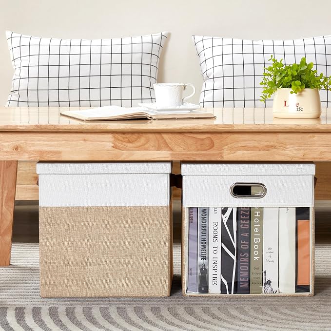 Fabric Storage Cubes with Clear Windows and Lids, Decorative Storage Boxes - Image 7