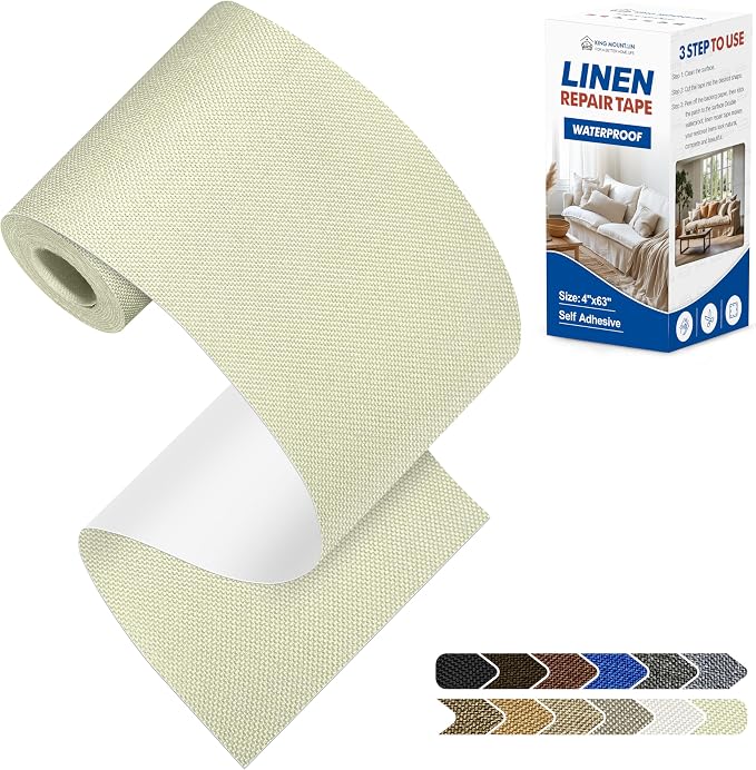 KING MOUNTAIN Linen Repair Patches, Self-Adhesive Fabric Patches, 4 X 63 inch by ForABetterHomeLife