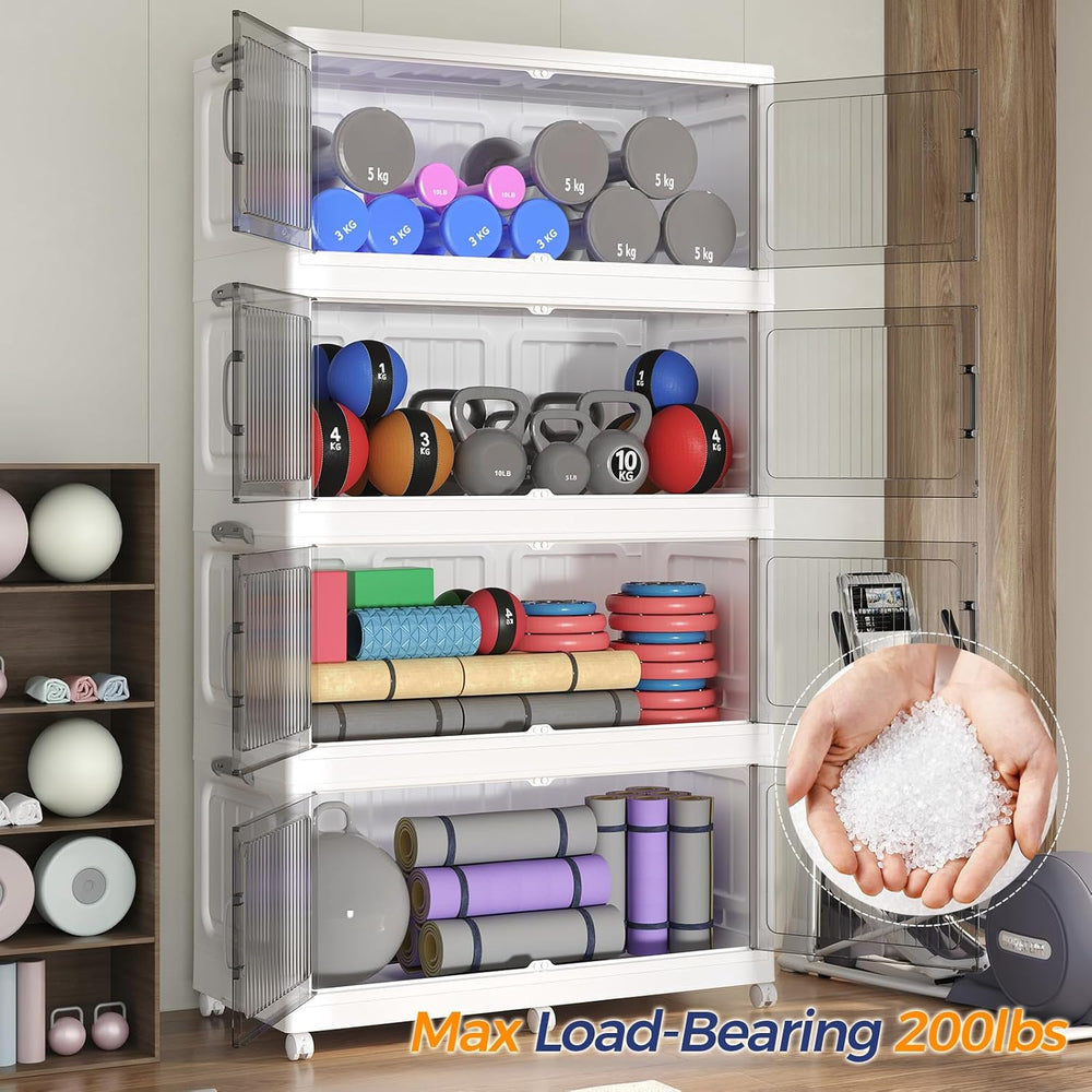 200Gal Extra Large Stackable Storage Bins with Lid (5-Pack), 800QT Foldable O...