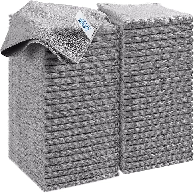 HOMEXCEL Grey Microfiber Cleaning Cloth, 50 Pack Cleaning Towels by HOMEXCEL